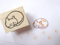 Sleeping cat rubber stamp