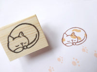 Sleeping cat rubber stamp