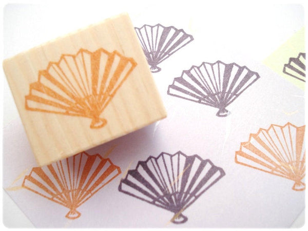 Japanese fan stamp, Traditional fan, Sensu Japanese stamp, Japanese rubber stamp