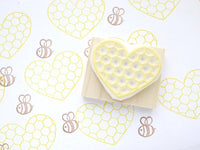 Honeycomb rubber stamp, Bee rubber stamps, Baby shower invitation, Heart honeycomb, Handmade rubber stamp