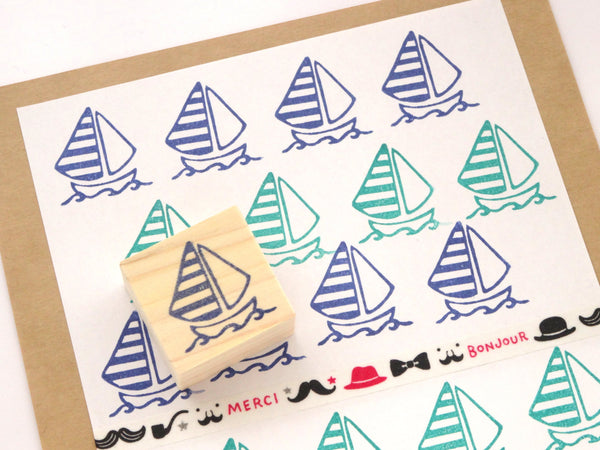 Sailboat rubber stamp, Summer decoration, Hobonichi rubber stamp, Birthday card decoration, Japanese rubber stamps