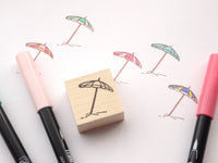 Beach parasol rubber stamp, Summer invitation, Parasol decoration wedding