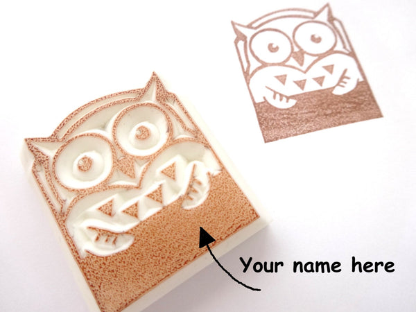 Owl name stamp, Custom rubber stamp, Gift for child, Unique rubber stamp, Personalized name stamp