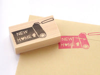 New home invitation, Paint roller rubber stamp, Unique rubber stamp, Japanese rubber stamps