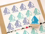 Sailboat rubber stamp, Summer decoration, Hobonichi rubber stamp, Birthday card decoration, Japanese rubber stamps