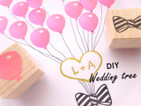 Balloon invitation and wedding tree decoration, Wedding stamp