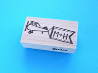 Initial airplane stamp, Wedding rubber stamp, Personalized stamp