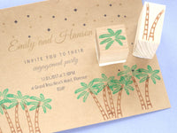 Palm tree decoration, Beach wedding, Summer wedding stamp, Japanese rubber stamp, Wedding stamp