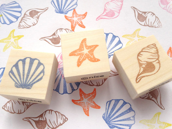 Seashell rubber stamps, Beach wedding decoration, Handmade rubber stamp, Summer decoration stamps, Japanese rubber stamps