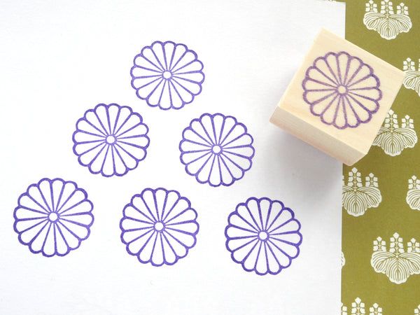 Chrysanthemum stamp Japanese Kamon symbol, Chrysanthemum rubber stamp, Flower decoration stamp, Japanese rubber stamp
