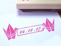 Origami crane custom stamp, Japanese stamp, Personalized stamp wedding