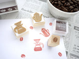 Coffee lover stamp, Coffee gift stamps set, Hobonichi decoration stamp, Unique rubber stamp, Japanese rubber stamps