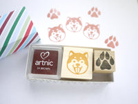 Shiba inu rubber stamps, Dog paw rubber stamp, Dog lovers gift idea, Japanese rubber stamps