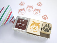 Shiba inu rubber stamps, Dog paw rubber stamp, Dog lovers gift idea, Japanese rubber stamps