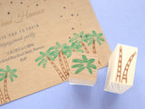 Palm tree decoration, Beach wedding, Summer wedding stamp, Japanese rubber stamp, Wedding stamp