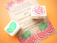 Rose rubber stamp, Flower wedding decoration, Real rose invitation, Japanese rubber stamps