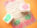 Rose rubber stamp, Flower wedding decoration, Real rose invitation, Japanese rubber stamps