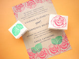 Rose rubber stamp, Flower wedding decoration, Real rose invitation, Japanese rubber stamps