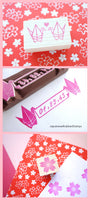 Origami crane wedding stamp, Wedding stamp, Japanese rubber stamp