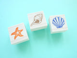 Seashell rubber stamps, Beach wedding decoration, Handmade rubber stamp, Summer decoration stamps, Japanese rubber stamps