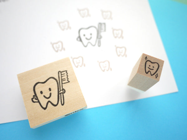 Tooth fairy card making stamp, Tooth with a tooth brush stamp