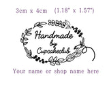 Shop name rubber stamp, Handmade by stamp, custom rubber stamp, Personalized stamp