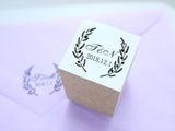 Personalized wedding stamp, Wreath initial wedding stamp, Wedding invitation rubber stamp, Japanese rubber stamps