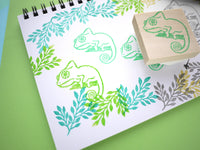 Chameleon rubber stamp, Lizard rubber stamp, Lizard lover stationery, Japanese rubber stamps