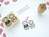 Japanese Kokeshi doll stamp, Wedding rubber stamp