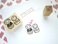 Japanese Kokeshi doll stamp, Wedding rubber stamp