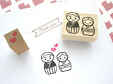 Japanese Kokeshi doll stamp, Wedding rubber stamp