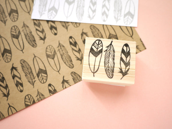 Boho feather wedding decoration stamp, Wedding rubber stamp, Cute rubber stamp, Japanese rubber stamp