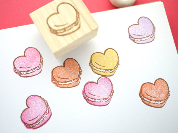 Love heart macaron stamp, Wedding stamp, Personalized wedding stamp, Japanese rubber stamps