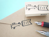 Initial airplane stamp, Wedding rubber stamp, Personalized stamp