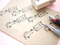 Initial airplane stamp, Wedding rubber stamp, Personalized stamp