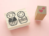 Japanese Kokeshi doll stamp, Wedding rubber stamp