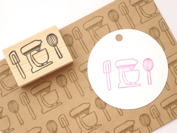 Homemade mixer stamp, Cooking tools rubber stamp, Japanese rubber stamps, Unique rubber stamp