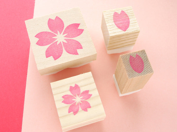 Cherry blossom and petal stamps (Big and Small), Cherry blossom stamp, Flower stamp, Japanese rubber stamp