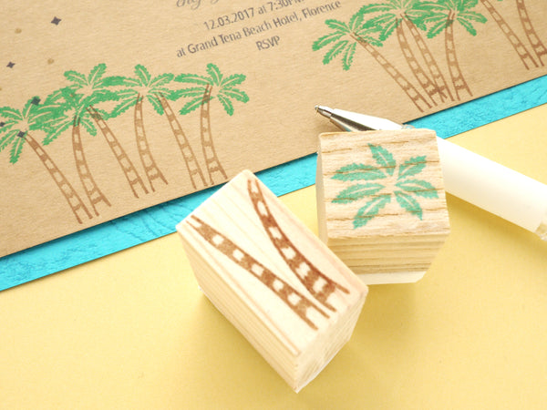 Palm tree decoration, Beach wedding, Summer wedding stamp, Japanese rubber stamp, Wedding stamp
