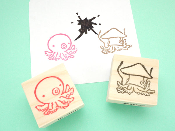 Octopus stamp, Kawaii stationery, Squid stamp, Cute rubber stamp, Uniq –  Japanese Rubber Stamps