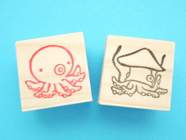 Octopus stamp, Kawaii stationery, Squid stamp, Cute rubber stamp, Unique handmade stamp, Japanese rubber stamps