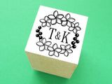 Personalized wedding stamp, Wedding stamp, Initial stamp, Summer wreath initial stamp