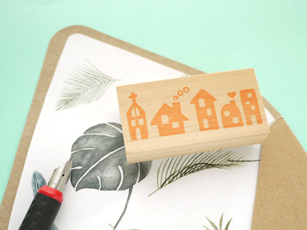 New home card, House rubber stamp, Lots of houses stamp, Cute decoration stamp, Japanese rubber stamps