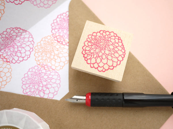 Dahlia flower stamp, Wedding rubber stamp, Flower decoration stamp, Wedding invitation stamp