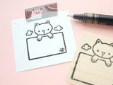 Cat memo stamp, Hanging cat, Cat rubber stamp, Cute rubber stamp, Japanese rubber stamp