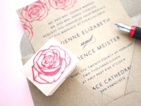 Rose wedding invitation stamp, Wedding rubber stamps, Japanese rubber stamp, Wedding flower