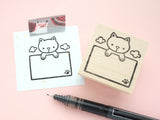 Cat memo stamp, Hanging cat, Cat rubber stamp, Cute rubber stamp, Japanese rubber stamp