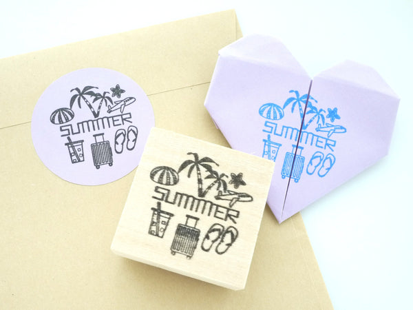 Summer decoration rubber stamp, Kawaii icons stamp, Summer icons, Unique rubber stamp, Japanese rubber stamps