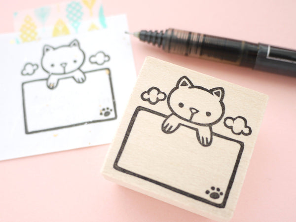 Cat memo stamp, Hanging cat, Cat rubber stamp, Cute rubber stamp, Japanese rubber stamp