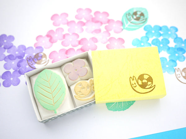 Hydrangea rubber stamp, Rainy season decoration, Snail rubber stamp, Japanese rubber stamps